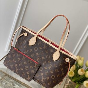 Louis Vuitton LV Neverfull Handbags Tote Bags Red Damier Azur Canvas M41000